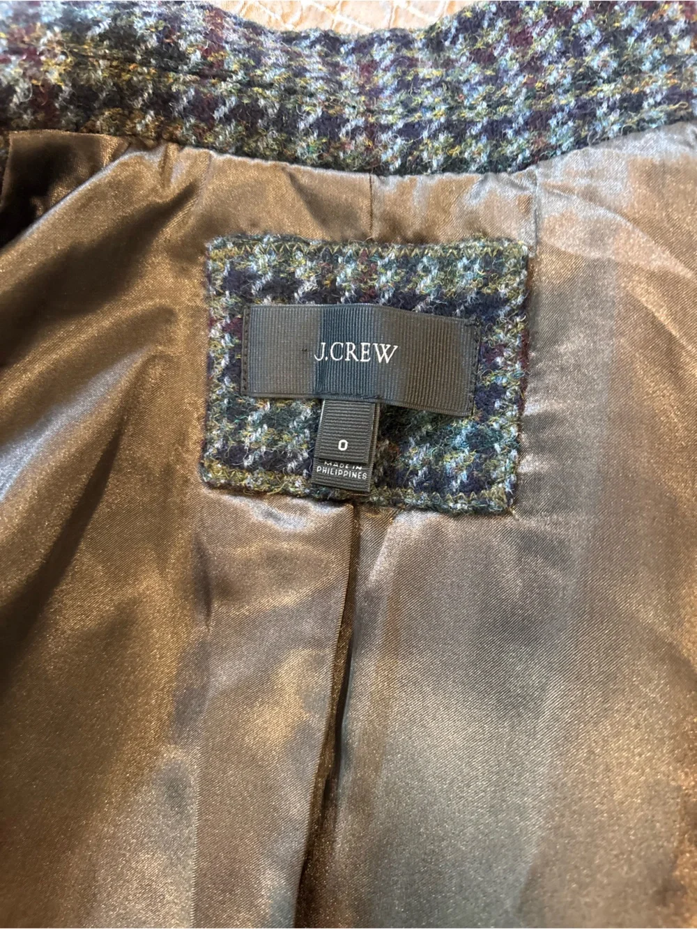 J.Crew Regent Blazer in a multi-colored houndstooth wool pattern size 0